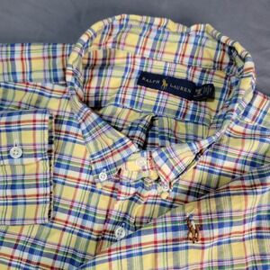 Ralph Lauren Oxford Mens 3XB Yellow Plaid Big & Tall Colorful Easter Long Sleeve
